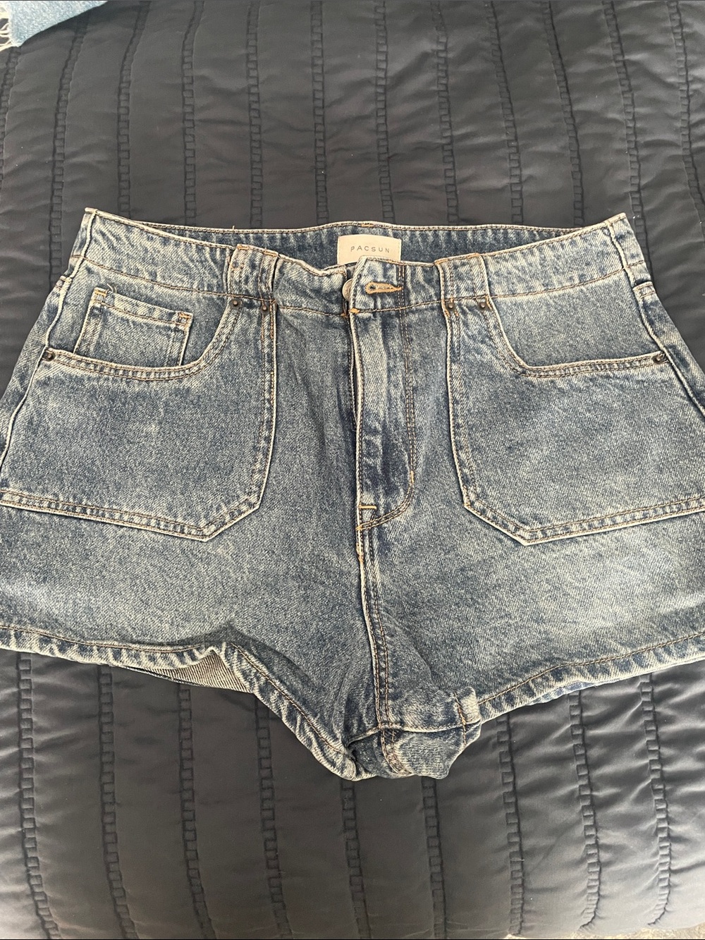 PacSun women's High-Rise Slim Jean shorts in Denim Blue